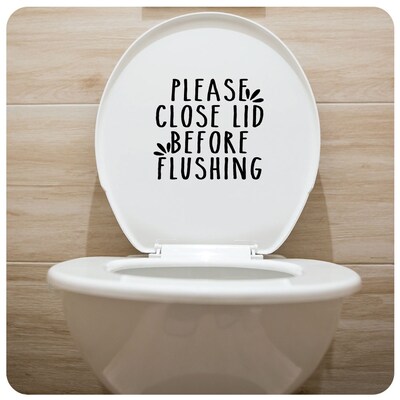 Please close lid before flushing, Toilet lid vinyl decal - image1